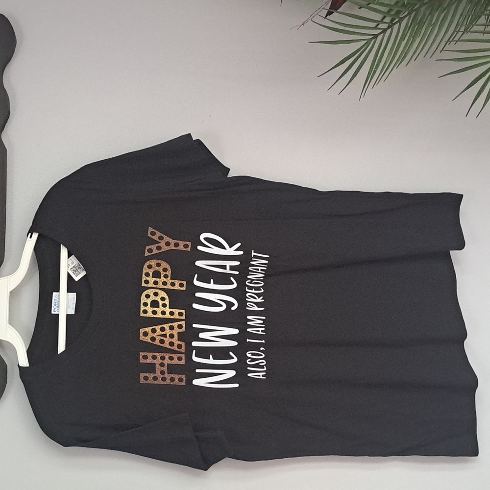 Pregnancy Announcement Black Tee Size Large #New PTP:21.5"